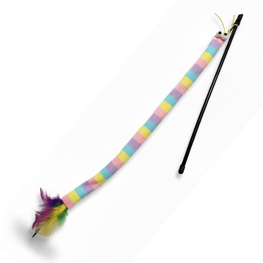 Juguete Interactivo de Varita con Oruga Colorida y Plumas para Gatos