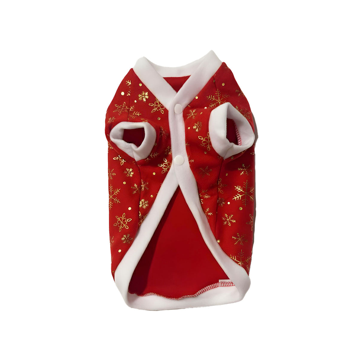 Abrigo Navideño con Gorro - Copos de Nieve Dorados (Para Perros y Gatos)