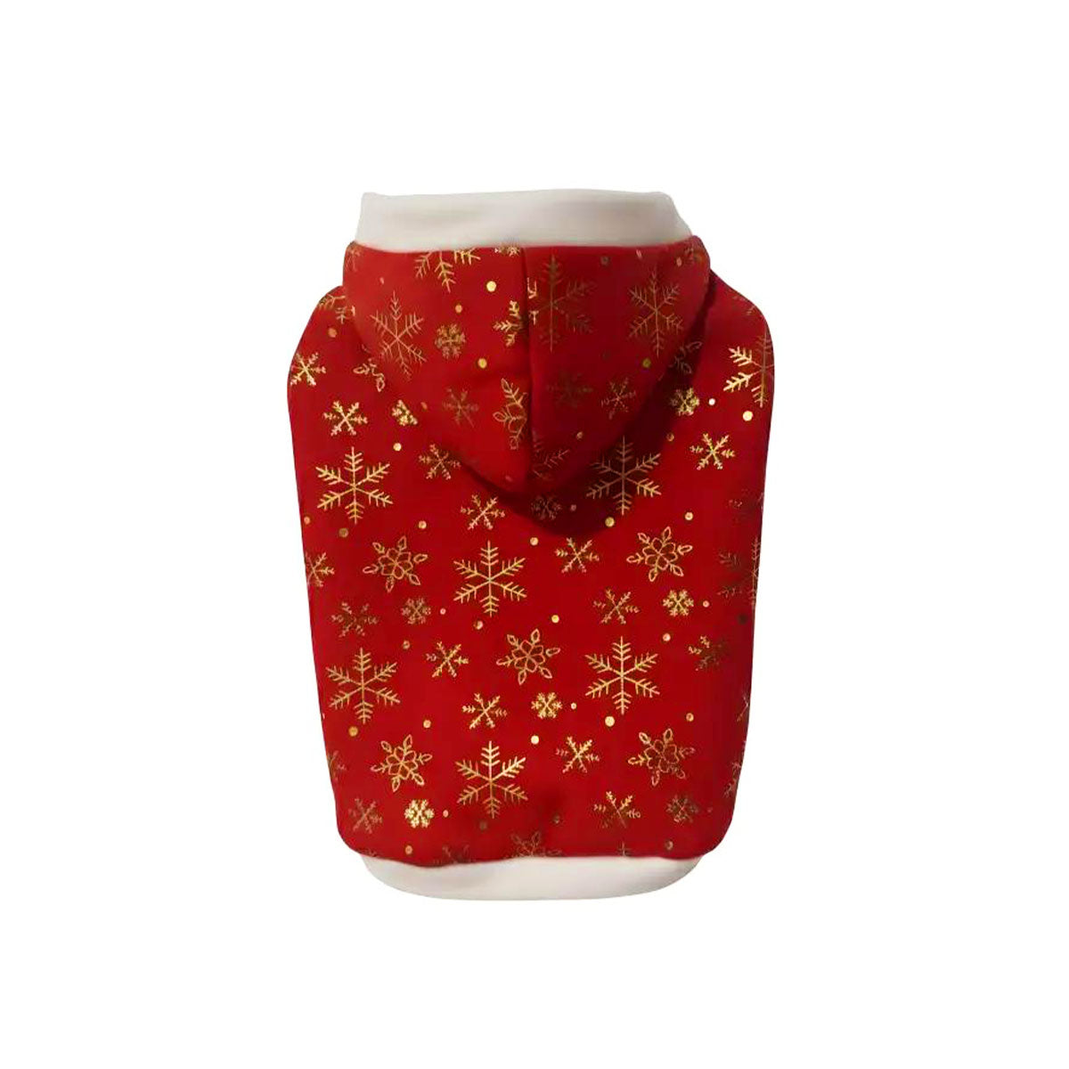 Abrigo Navideño con Gorro - Copos de Nieve Dorados (Para Perros y Gatos)