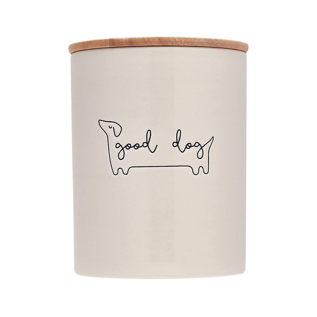 Tarro de cerámica para galletas de perro con tapa de madera