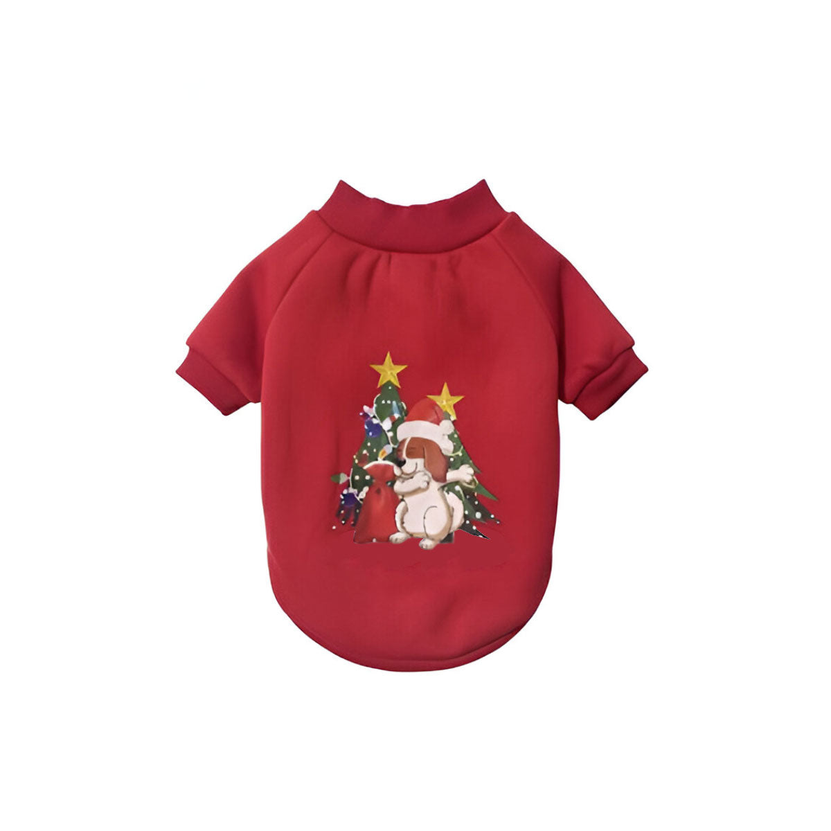 Sueter Navideño para Perros - Diseño Perro con Gorro de Navidad y Árbol