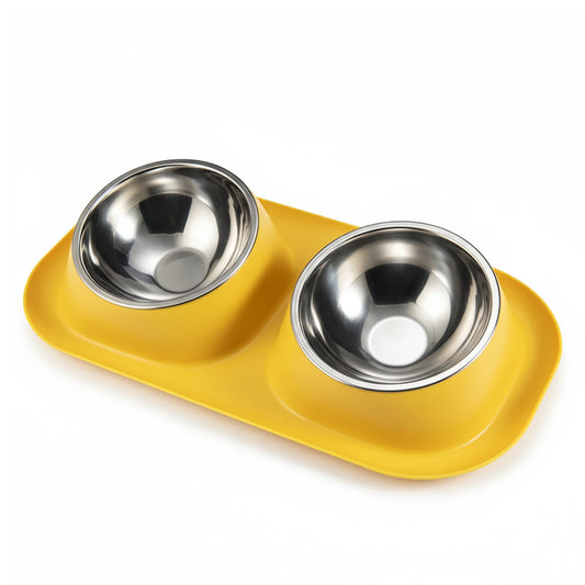 Comedero Doble Ergonómico con Cuencos de Acero Inoxidable para Mascotas
