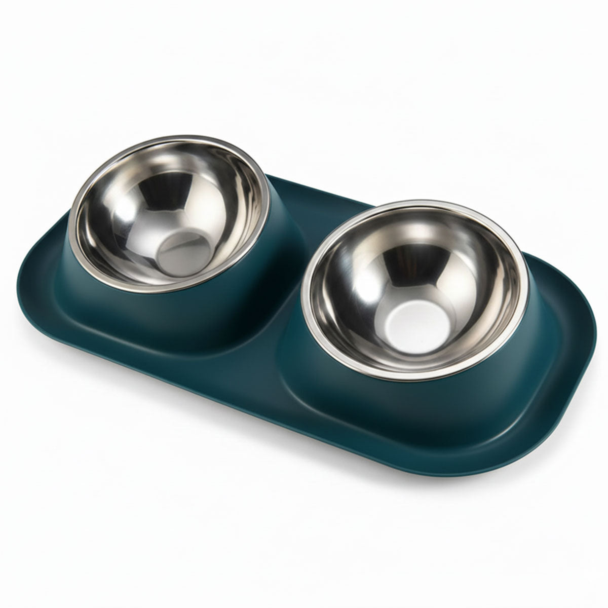 Comedero Doble Ergonómico con Cuencos de Acero Inoxidable para Mascotas