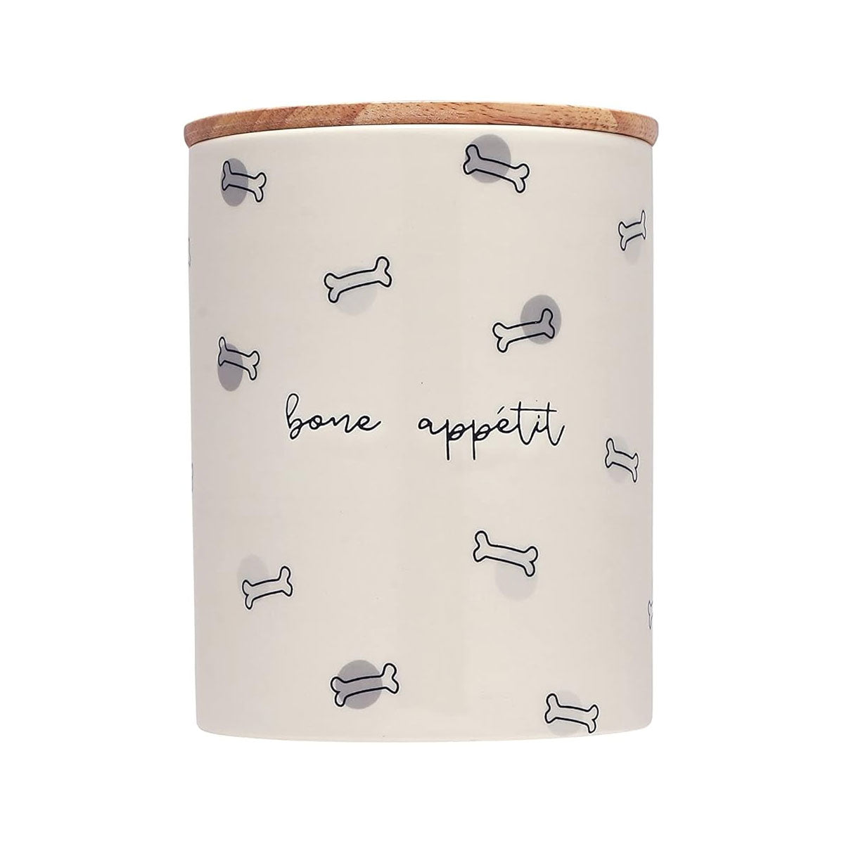 Tarro de cerámica para galletas de perro con tapa de madera